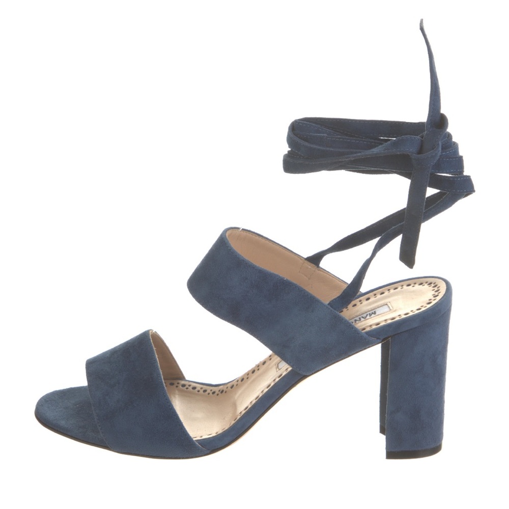 Manolo Blahnik Blue Suede Sandals